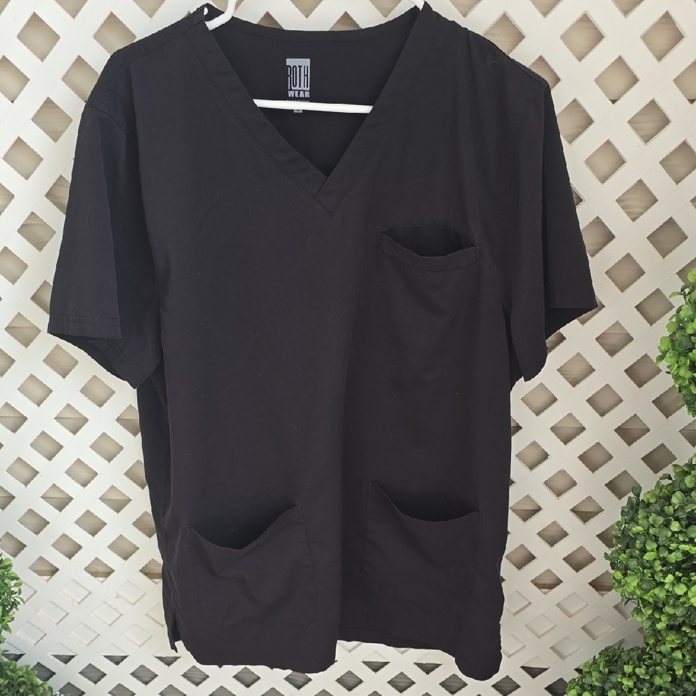 *PACK OF 2* Men's Large Black V-Neck Scrub Top - ROTH WEAR